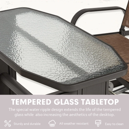 Bancs coulissants pour l'extérieur avec auvent et moustiquaire de 42 po x 88 po d'Erommy avec cadre en aluminium, 4 chaises berçantes de patio – Brun