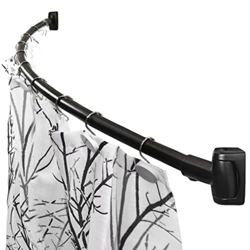 PLUVIAH  60-Inch Stainless Steel Curved Shower Rod (Black)