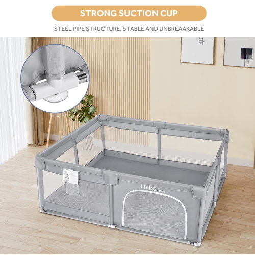 Extra Large Baby Playpen, 186x156x65cm Baby Playard Kids Activity Center Infant Playing Game Fence Baby Gates with Door