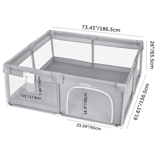 Extra Large Baby Playpen, 186x156x65cm Baby Playard Kids Activity Center Infant Playing Game Fence Baby Gates with Door