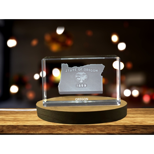Oregon Map 3D Engraved Crystal Keepsake/Gift/Decor/Collectible/Souvenir
