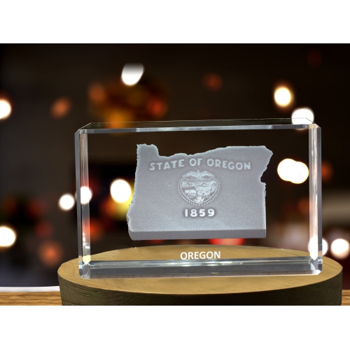 Oregon Map 3D Engraved Crystal Keepsake/Gift/Decor/Collectible/Souvenir
