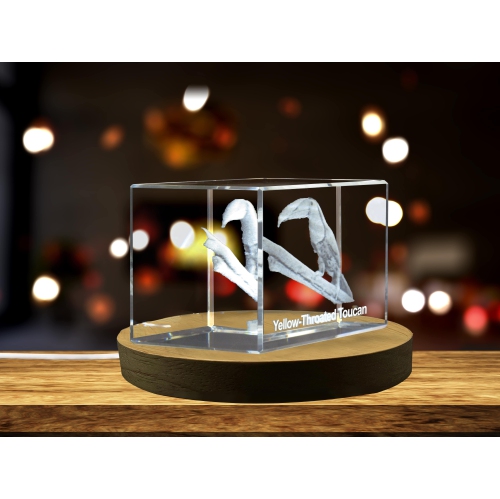 Toucan 3D en cristal gravé jaune Keepsake/cadeau/décor/objet à collectionner/souvenir