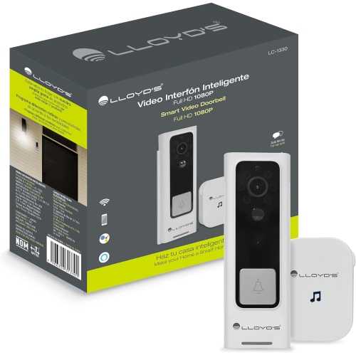 Lloyd's Advanced Video Doorbell Camera Wireless Outdoor Security with Rechargeable Battery, 2-Way Audio, Full HD 1080P, Supports Night Vision &