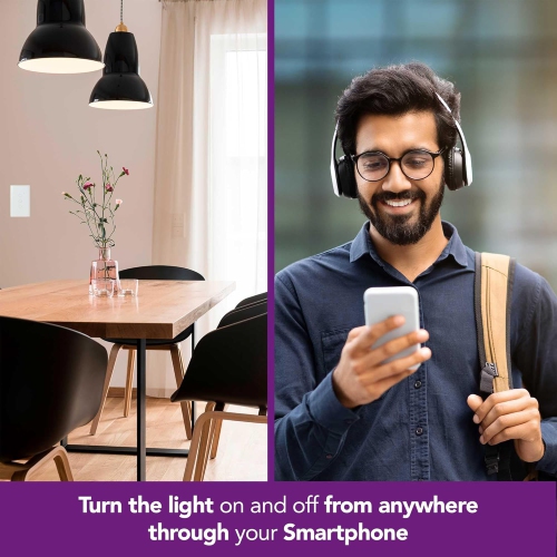 Commutateur Wi-Fi intelligent de Lloyd, compatible avec Alexa et Google Home, 100-240 V~ 50/60 Hz, 15 A, verre trempé, couleur : Blanc.