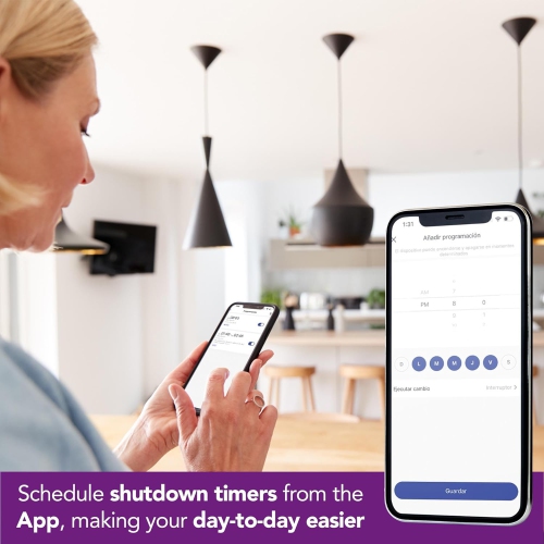 Commutateur Wi-Fi intelligent de Lloyd, compatible avec Alexa et Google Home, 100-240 V~ 50/60 Hz, 15 A, verre trempé, couleur : Blanc.