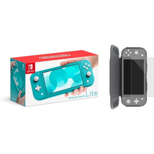 Nintendo Switch Lite Turquoise with Flip Case & Screen Protector