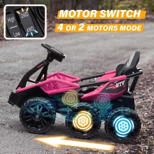 Voltz Toys 6 Wheel UTV, 24V Ride-on Car with 4WD, Remote Control, and EVA Tires - The for Kids 3-8 Years Old