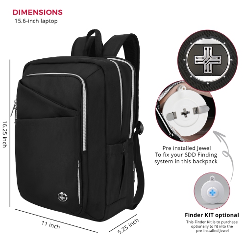 Swissdigital Design SSD Finder Smart Backpack - Includes Apple Find Me, School Tablet Bag, College, University Laptop Bag ,KATY ROSE Model Rucksack -