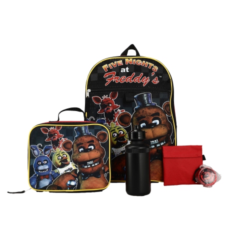 Five Nights at Freddy's Characters Kids 16" Backpack and Lunch Bag 5 Piece Set