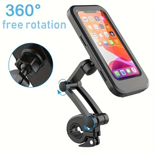 All-Weather Waterproof Motorcycle Phone Holder - 360° Swivel Adjust, Universal Bike/GPS Mount with Secure Lock - Seamless Navigation and Hands-Free
