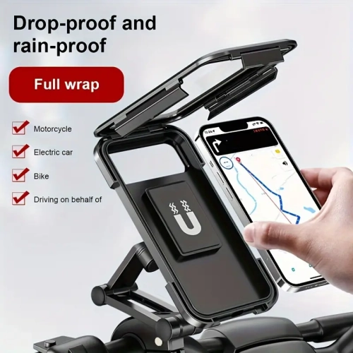 All-Weather Waterproof Motorcycle Phone Holder - 360° Swivel Adjust, Universal Bike/GPS Mount with Secure Lock - Seamless Navigation and Hands-Free