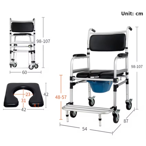 Multifunctional Portable Commode with Wheel