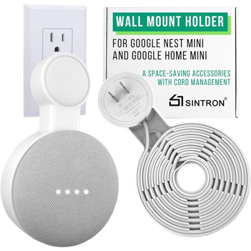 Image 1 of 5.. Sintron ‎2 x 2 x 1 cm Outlet Wall Mount Holder for Google Nest Mini‎ White