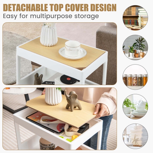 Chariot de rangement utilitaire À roulettes à 2pcs 4 niveaux avec plateau amovible de Costway