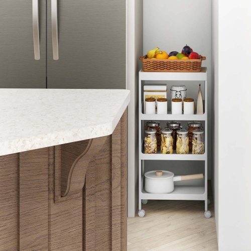 Chariot de rangement utilitaire À roulettes à 2pcs 4 niveaux avec plateau amovible de Costway