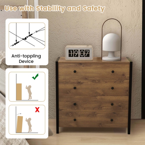 Commode moderne à 4 tiroirs avec commode en bois de Costway