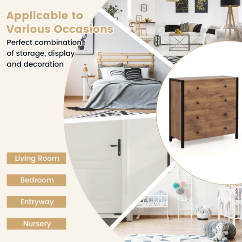 Commode moderne à 4 tiroirs avec commode en bois de Costway