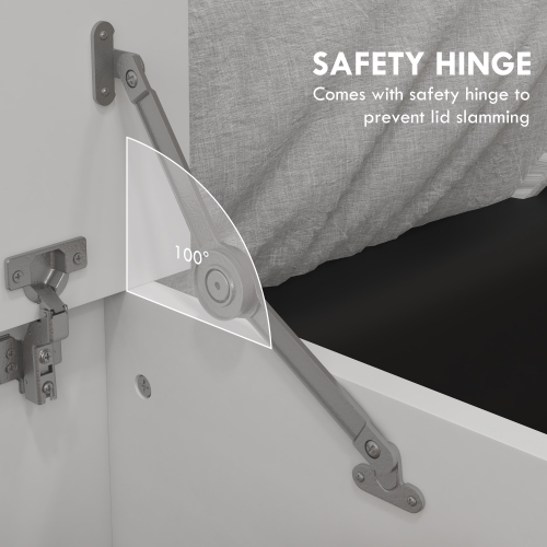 HOMCOM 31.5" Lift Top Storage Chest with 2 Safety Hinges, Storage Box Organizer with Flip-Top Lid, Entryway Storage Bench, White