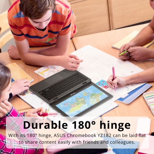 ASUS Rugged Chromebook YZ182, 11.6" HD Anti-glare Display, Intel Celeron N5100, 32GB eMMC, 8GB LPDDR4X, Full-size Keyboard, Webcam, WIFI 6,