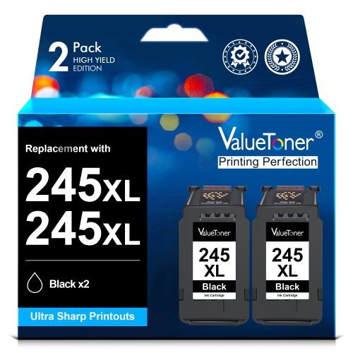 Valuetoner Ink Cartridge Replacement for Canon 245 XL PG-243 PG-245 XL Black for PIXMA TR4520 MX492 TS3122 MX490 MG2922 MG2924 Printer