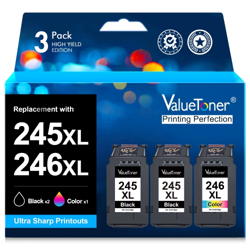 Valuetoner Replacement for Ink Cartridges 245 and 246 Pg-245Xl Cl-246Xl PG-243 CL-244 Compatible with TR4520 MX492 MX490 MG2420 MG2520