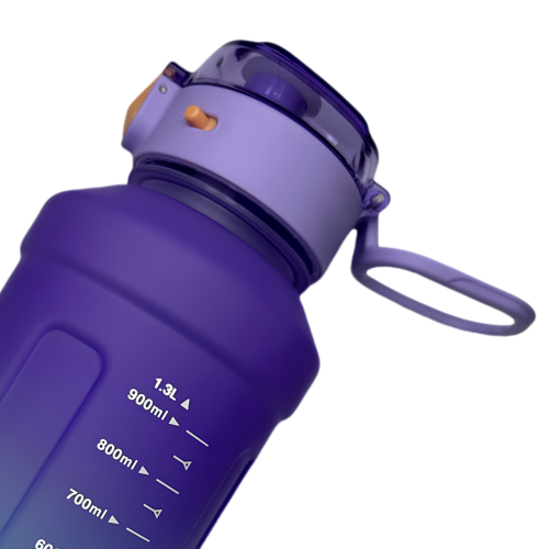 Nouvelle bouteille d'eau Life Sports d'extérieur, avec marque à l'échelle, avec paille, bouteille étanche, plastique, 1300 ml violet bleu