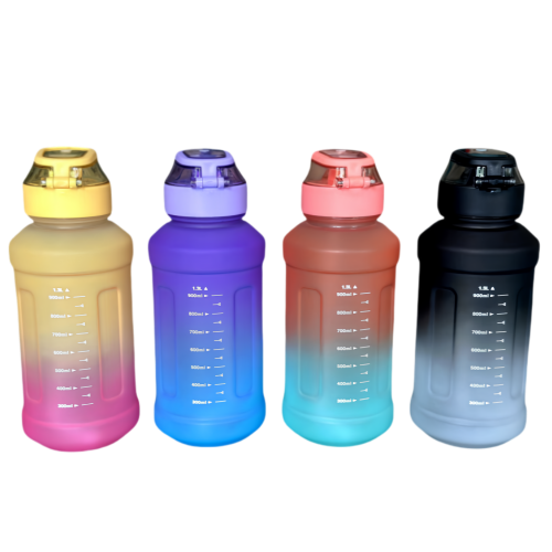 Nouvelle bouteille d'eau Life Sports d'extérieur, avec marque à l'échelle, avec paille, bouteille étanche, plastique, 1300 ml violet bleu