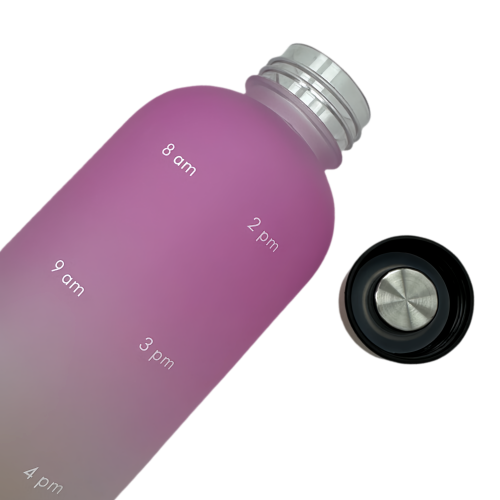 Nouvelle bouteille d'eau Life Sports motivationnelle, avec marqueur de temps, couvercle à vis, plastique 900 ml rose orange