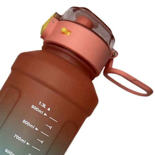 Nouvelle bouteille d'eau Life Sports d'extérieur, avec marque à l'échelle, avec paille, bouteille étanche, plastique, 1300&nbsp;ml Orange Green