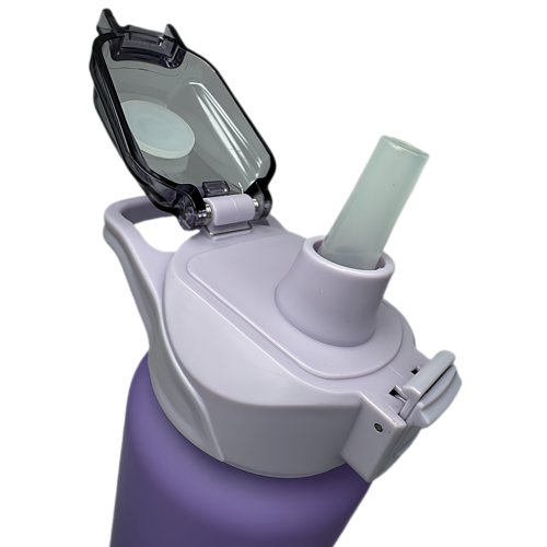 Nouvelle bouteille d'eau Life Sports d'extérieur, avec marque à l'échelle, avec paille, bouteille étanche, plastique, 1000 ml violet bleu