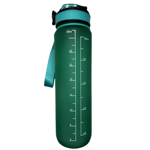 New life Water Bottle Outdoor Sports, With Scale Mark,With Straw,Leakproof Drinking Bottle, Plastic,900ml Green