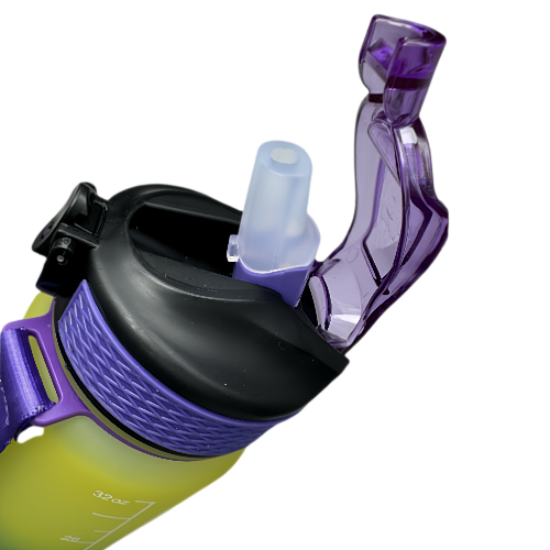 Nouvelle bouteille d'eau Life Sports d'extérieur, avec marque à l'échelle, avec paille, bouteille étanche, plastique, 900 ml jaune vert