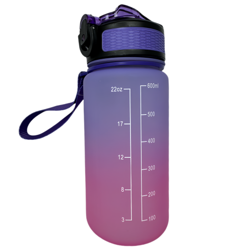 Nouvelle bouteille d'eau Life Sports d'extérieur, avec marque à l'échelle, avec paille, bouteille étanche, plastique, 600 ml violet rose