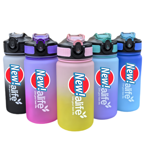 Nouvelle bouteille d'eau Life Sports d'extérieur, avec marque à l'échelle, avec paille, bouteille étanche, plastique, 600 ml violet rose