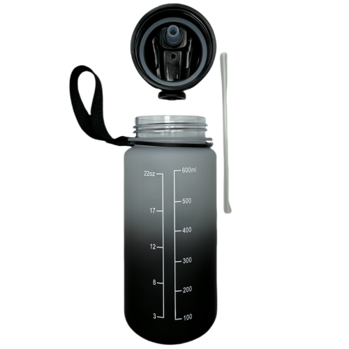 Nouvelle bouteille d'eau Life Sports d'extérieur, avec marque à l'échelle, avec paille, bouteille à l'épreuve des fuites, plastique, 600 ml