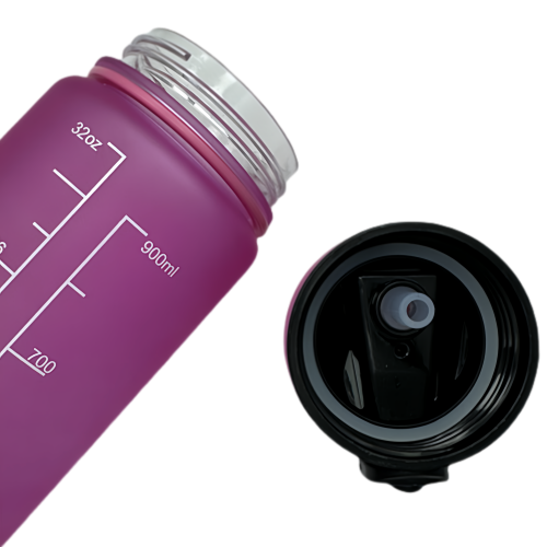 Nouvelle bouteille d'eau Life Sports d'extérieur, avec marque de balance, avec paille, bouteille étanche, plastique, 900 ml rose