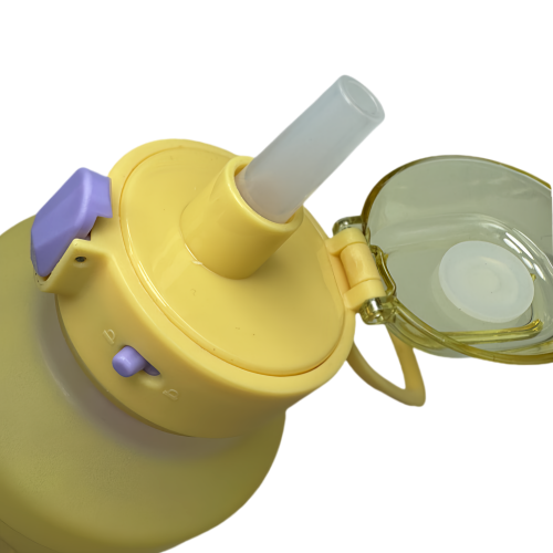 Nouvelle bouteille d'eau Life Sports d'extérieur, avec marque à l'échelle, avec paille, bouteille étanche, plastique, 1300&nbsp;ml jaune rose