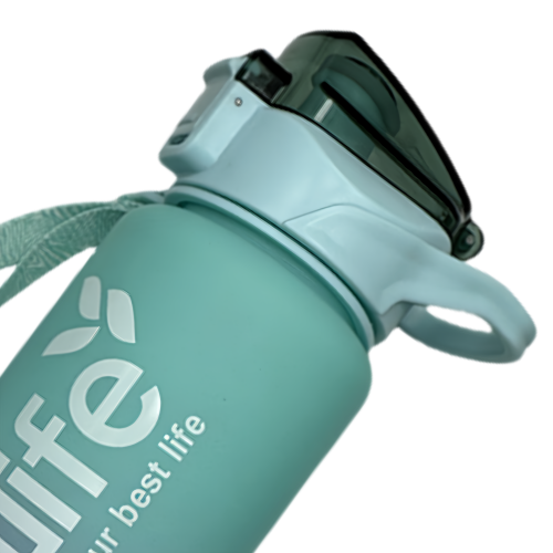 Nouvelle bouteille d'eau Life Sports d'extérieur, avec marque à l'échelle, avec paille, bouteille étanche, plastique, violet 1000 ml vert