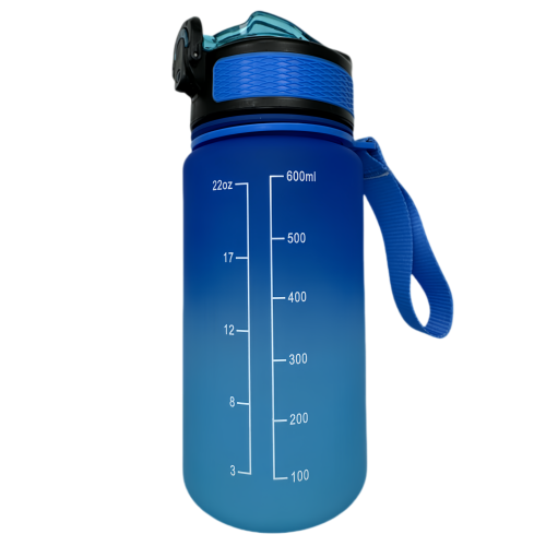 Nouvelle bouteille d'eau Life Sports d'extérieur, avec marque de balance, avec paille, bouteille étanche, plastique, dégradé bleu 600 ml