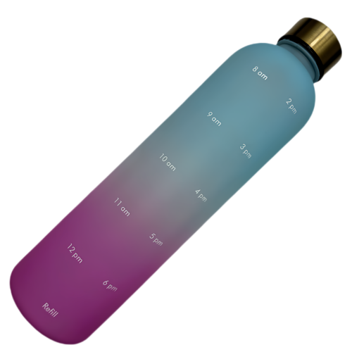 Nouveau Life bouteille d'eau sport motivationnel, avec marqueur de temps, couvercle à vis, plastique 900&nbsp;ml bleu rose