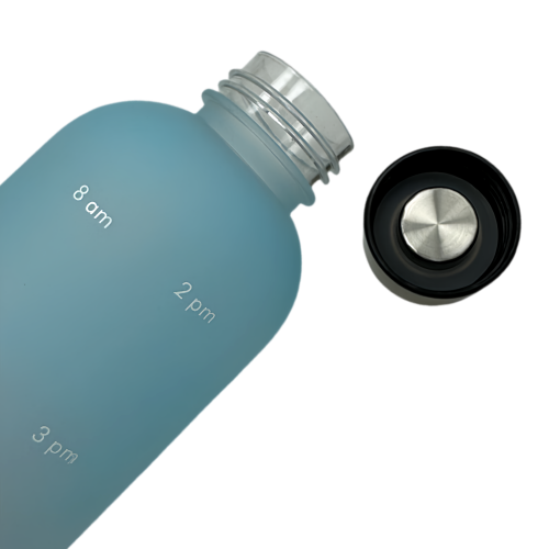 Nouveau Life bouteille d'eau sport motivationnel, avec marqueur de temps, couvercle à vis, plastique 900&nbsp;ml bleu rose