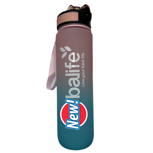 New life Water Bottle Outdoor Sports, With Scale Mark,With Straw,Leakproof Drinking Bottle, Plastic,900ml Pink Blue