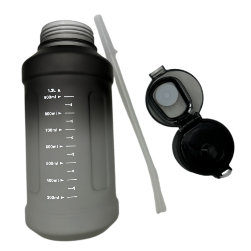 Nouvelle bouteille d'eau Life Sports d'extérieur, avec marque à l'échelle, avec paille, bouteille à l'épreuve des fuites, plastique, 1300&nbsp;ml