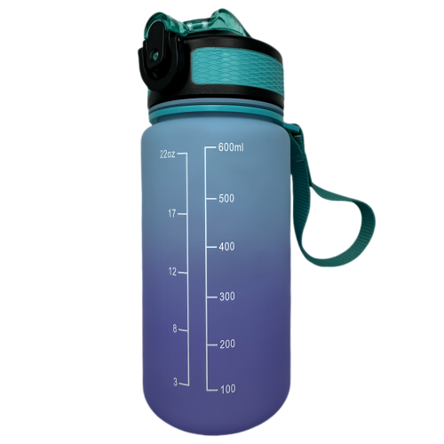 Nouvelle bouteille d'eau Life Sports d'extérieur, avec marque à l'échelle, avec paille, bouteille étanche, plastique, violet 600 ml vert