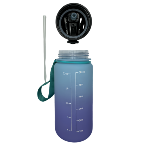 Nouvelle bouteille d'eau Life Sports d'extérieur, avec marque à l'échelle, avec paille, bouteille étanche, plastique, violet 600 ml vert