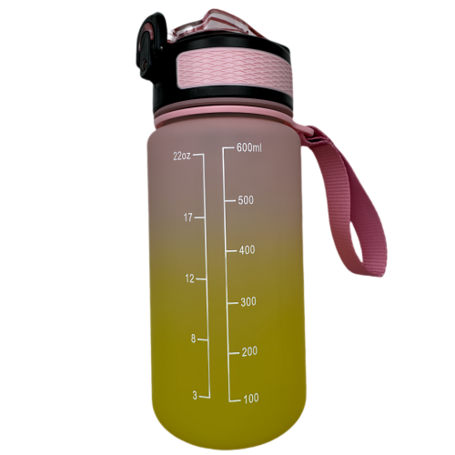 Nouvelle bouteille d'eau Life Sports d'extérieur, avec marque à l'échelle, avec paille, bouteille étanche, plastique, 600 ml jaune rose