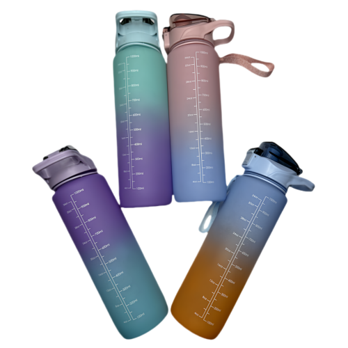 Nouvelle bouteille d'eau Life Sports d'extérieur, avec marque à l'échelle, avec paille, bouteille à l'épreuve des fuites, plastique, 1000 ml