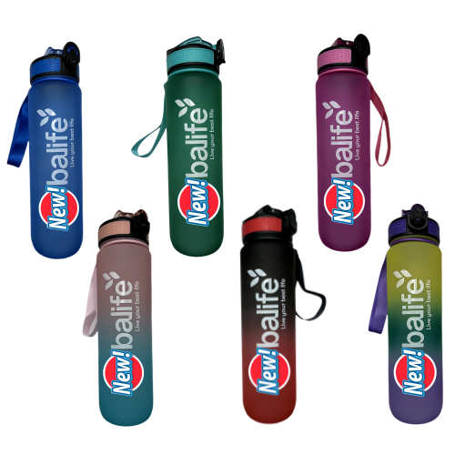 Nouvelle bouteille d'eau Life Sports d'extérieur, avec marque à l'échelle, avec paille, bouteille étanche, plastique, 900 ml noir rouge