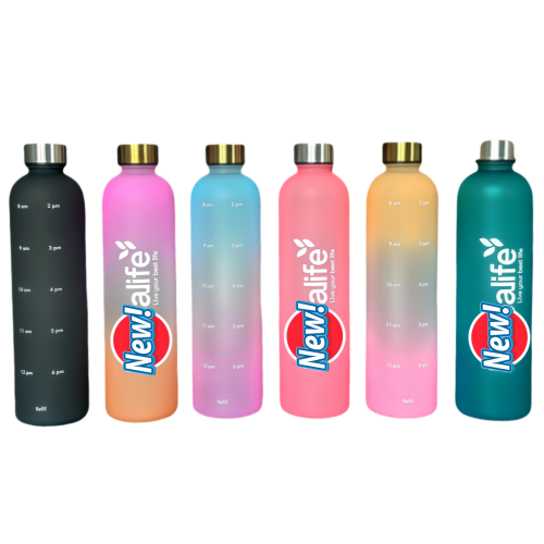 Nouvelle bouteille d'eau Life Sports motivationnelle, avec marqueur de temps, couvercle à vis, plastique 900 ml vert